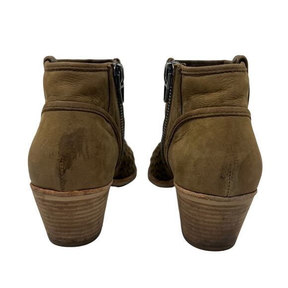 Dolce Vita Spence Brown Woven Leather Ankle Boots 10 - Picture 3 of 9